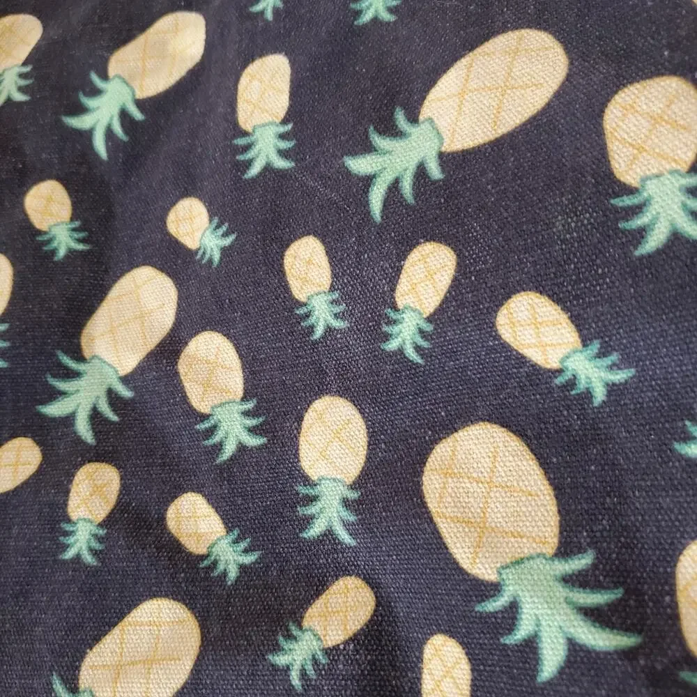 Large Pineapple Print Canvas Tote Bag Lined